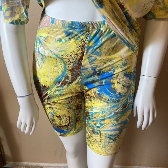 NWT Fashion Nova In a Daze Biker Short Set - Yellow - Size 1X - Picture 11 of 16